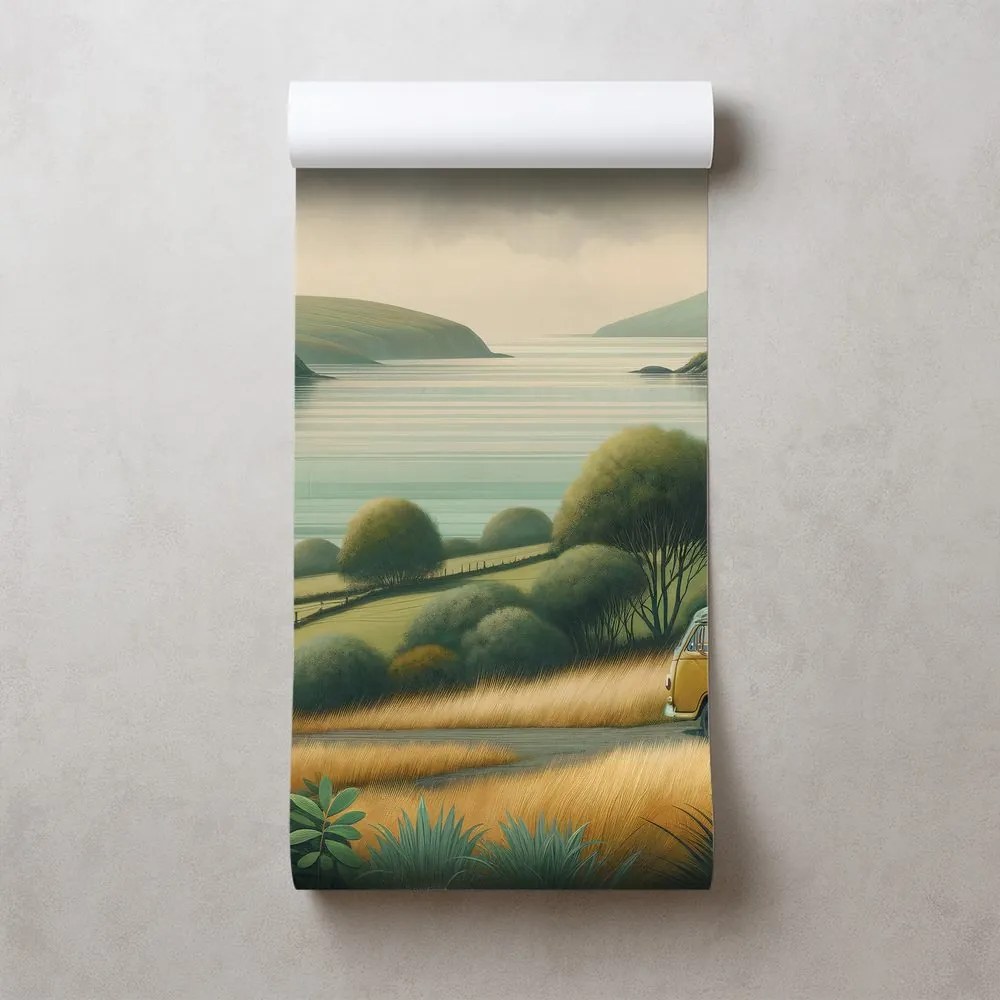 Тапет – Ретро ван в живописен пейзаж