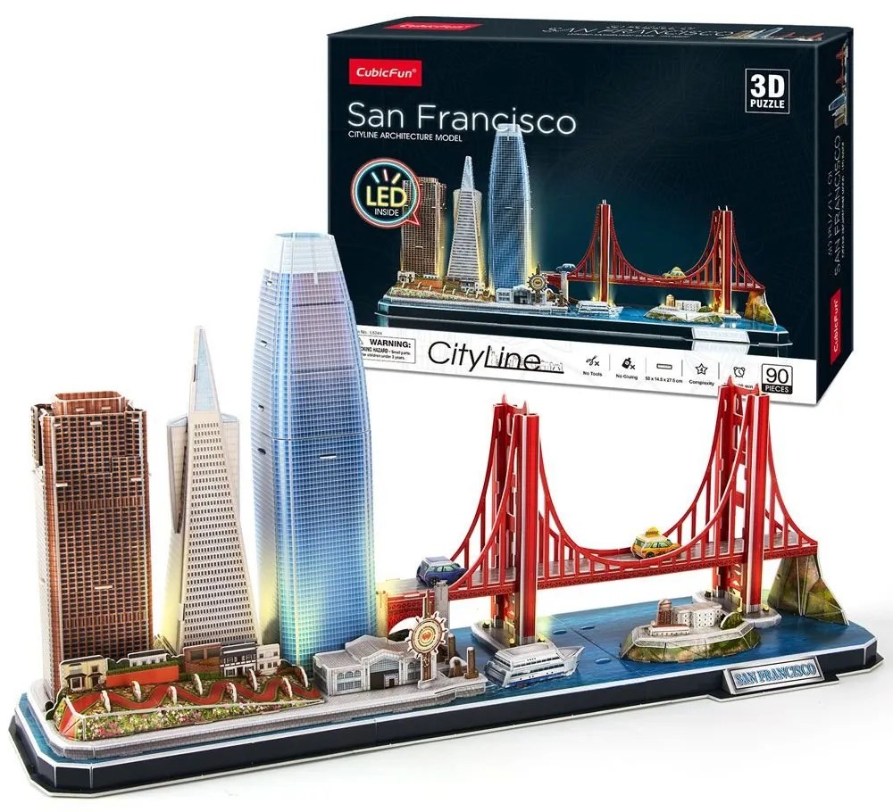 Cubic Fun - Пъзел 3D Cityline San Francisco 90ч. с LED светлини L524h