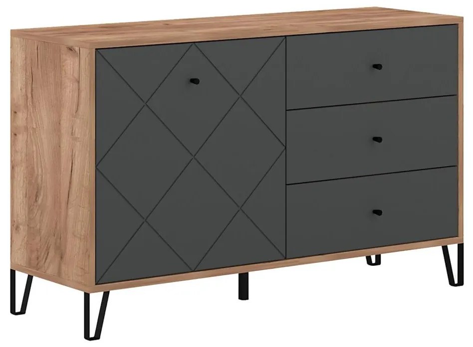 Комод SULA дъб крафт/черен
