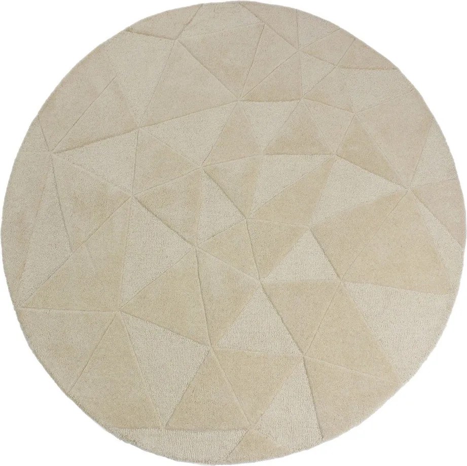 Бежов ръчно изработен вълнен кръгъл килим ø 160 cm Shard – Flair Rugs