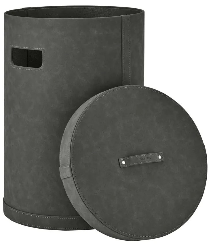 Тъмносив кош за пране от изкуствена кожа Sahla M – Blomus