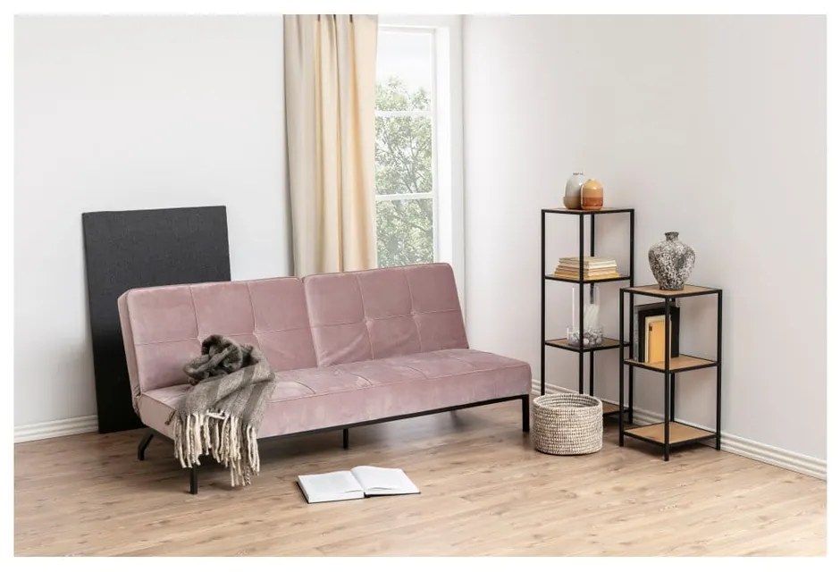 Черна/естествена библиотека от декор от дъб 37x120 cm Seaford – Actona