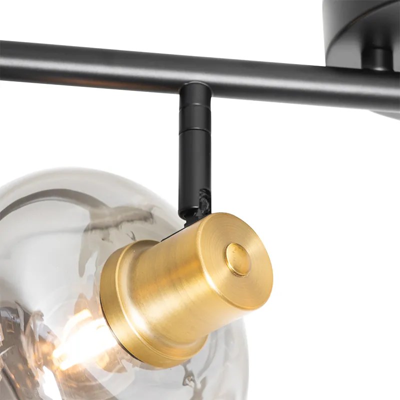 Интелигентен таванен прожектор черен със злато и димно стъкло 4 светлини вкл. 4 Wifi P45 - Zuzanna