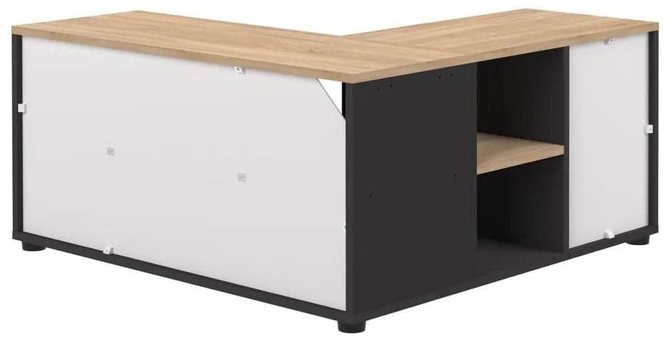 Масичка за телевизор с дъбов декор в черен и естествен цвят 90x45 cm Angle - TemaHome