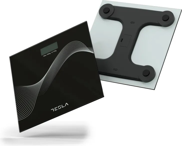 Кантар Tesla BS102B, 180 кг, Дигитален, LCD дисплей, 30х30 см, Черен