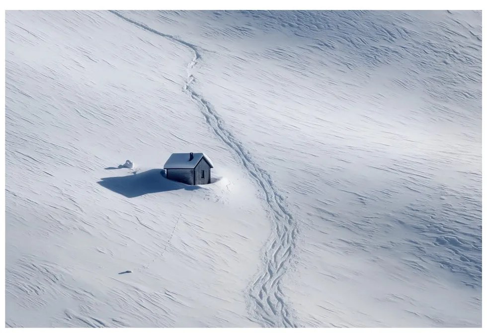 Картина на платно – Заснежен пейзаж с къщичка