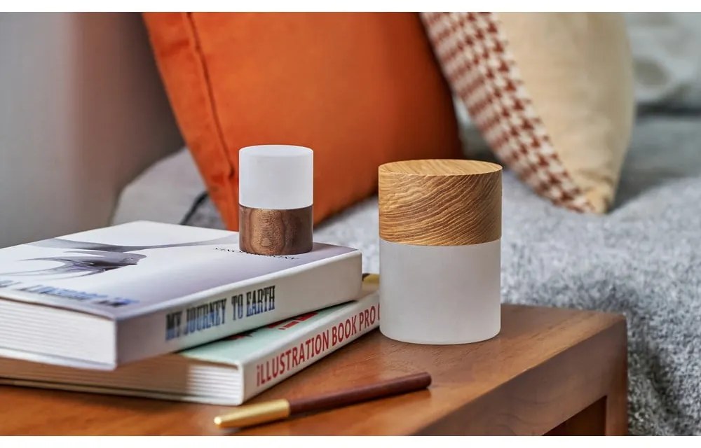 Тъмнокафява настолна лампа със стъклен абажур (височина 10,5 cm) Lemelia - Gingko