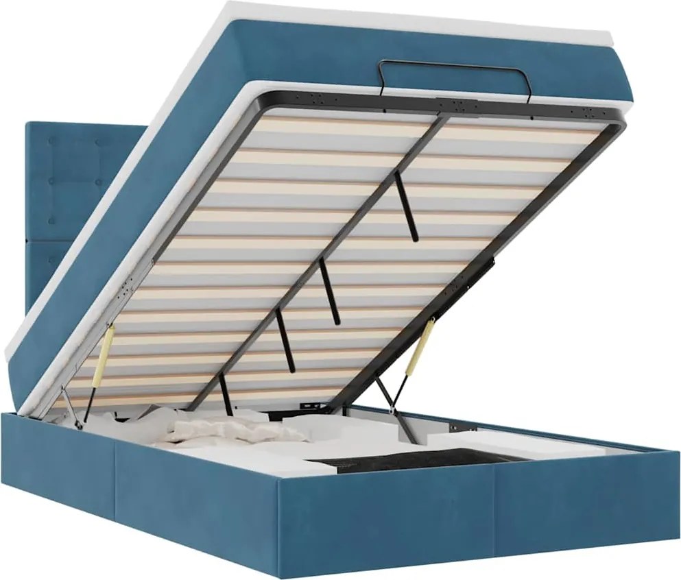 3314460 vidaXL Османска легло с матраци и LED, тъмносиньо, 120x200 см, кадифе