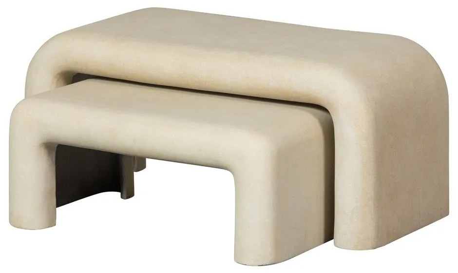 Кремави масички за кафе в комплект от 2 бр. от декор от камък 42x92 cm Stani – WOOOD