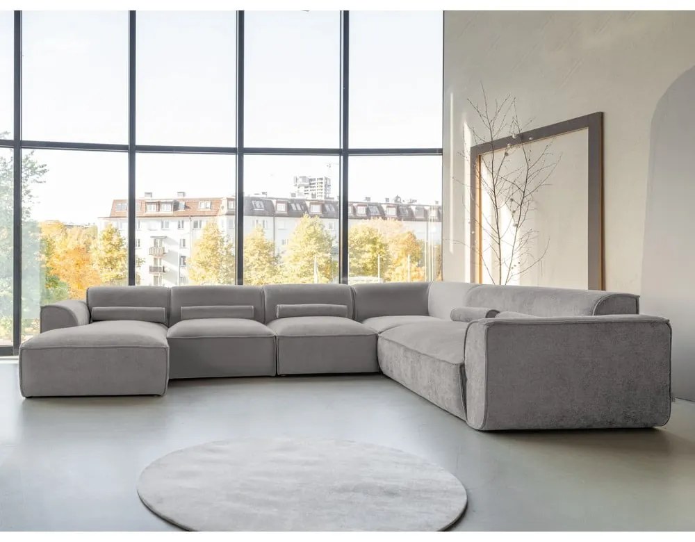 Светлосив ъглов диван (десен ъгъл/"U" форма) Flex Felix – Miuform