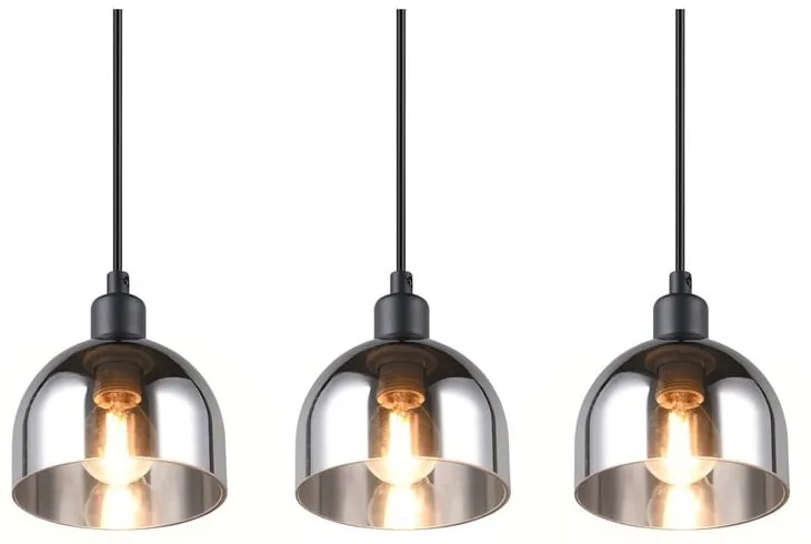 Черно-сребристо висящо осветително тяло със стъклен абажур Molly – Reality