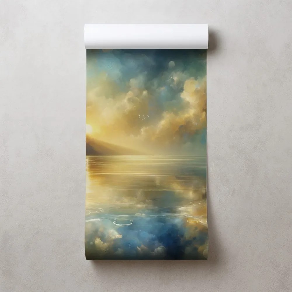 Тапет – Златно слънце над синята вода