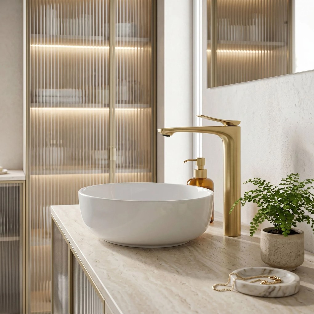 Смесител за мивка PREMIUM Rea Vision Brush Gold High