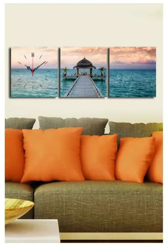 Картинен часовник На кея, 90 x 28 cm - Wallity
