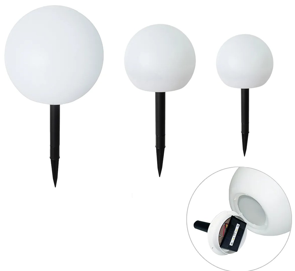 Комплект от 3 Бели Външни Подови Лампи с LED Солар IP44 - Ludger