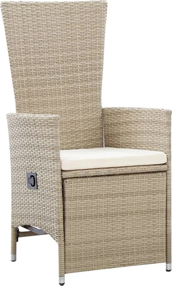 46046 vidaXL Накланящи градински столове с възглавници 2 бр полиратан бежови