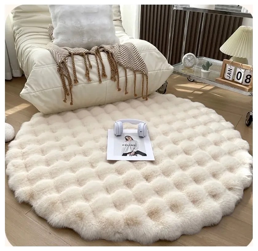 Бежов кръгъл килим подходящ за пране ø 80 cm Bubble Cream – Mila Home