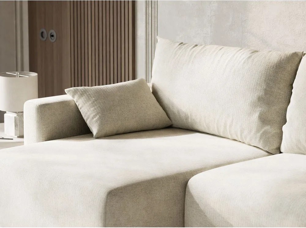 Кремав шенилов сгъваем/с място за съхранение ъглов диван (ляв ъгъл) Leon – Maison de Rêve