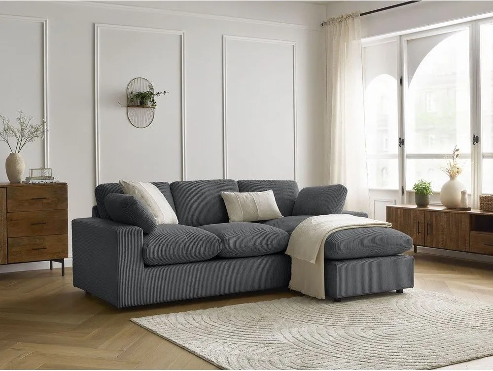 Тъмносив ъглов диван от рипсено кадифе Belair – Bobochic Paris