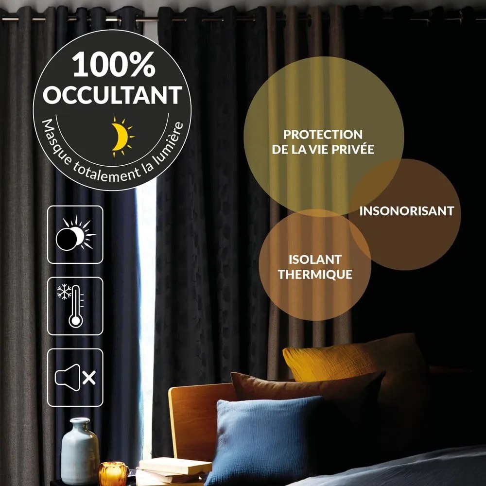 Сиво термо перде от микрофибър 135x180 cm Micropolar – douceur d'intérieur