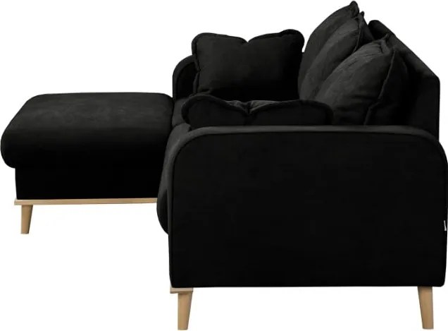 Черен ъглов диван (ляв ъгъл) Beata - Ropez