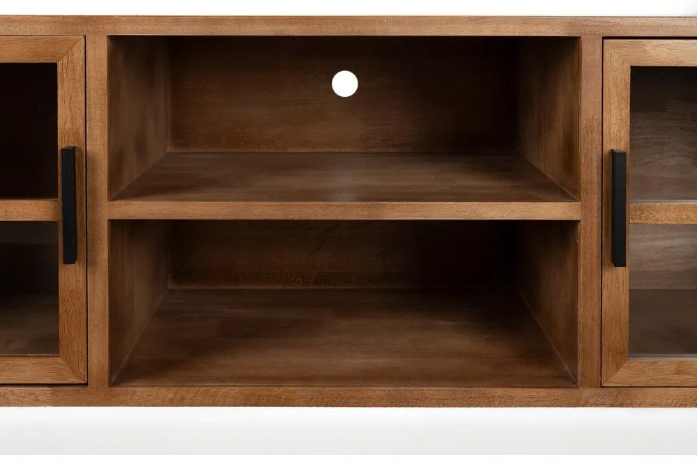 Маса за телевизор от масивно каучуково дърво в естествен цвят 150x55x38 cm Yaz – White Label