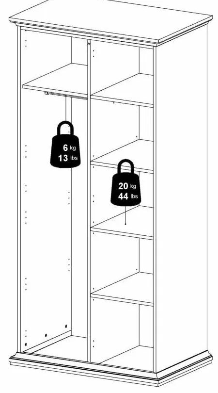 Бял гардероб 96x201 cm Paris – Tvilum