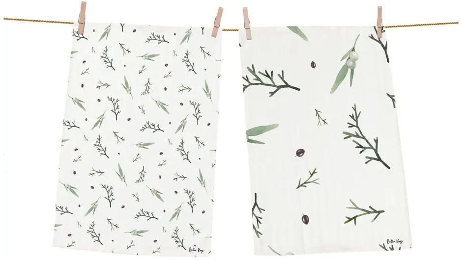 Памучни кърпи с коледен мотив в комплект от 2 броя 50x70 cm - Butter Kings