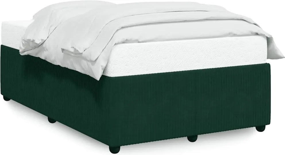 3284997 vidaXL Рамка за легло без матрак, тъмнозелена, 120x190 см, кадифе