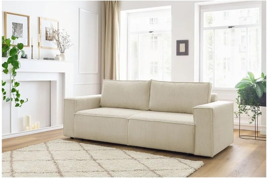 Бежов диван от велур 245 cm Nihad - Bobochic Paris