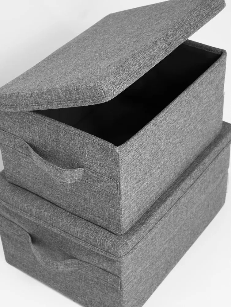 Сива текстилна кутия за съхранение с капак 45x34x25 cm Soft Storage – Bigso