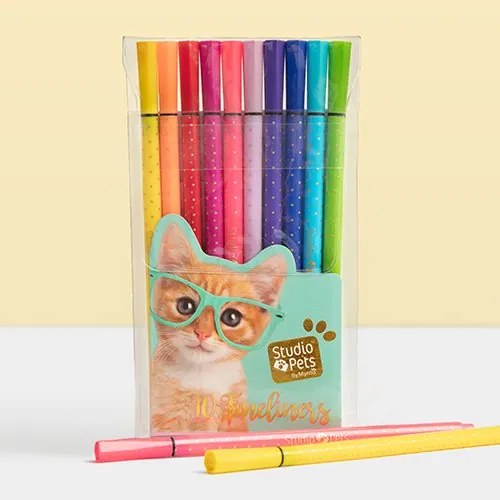 Studio Pets - Цветни химикалки с тъник писец, 10 броя