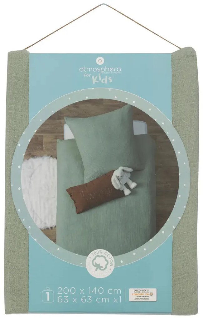 Детско спално бельо atmosphera Lili, 140x200 cm, Памук - Зелен