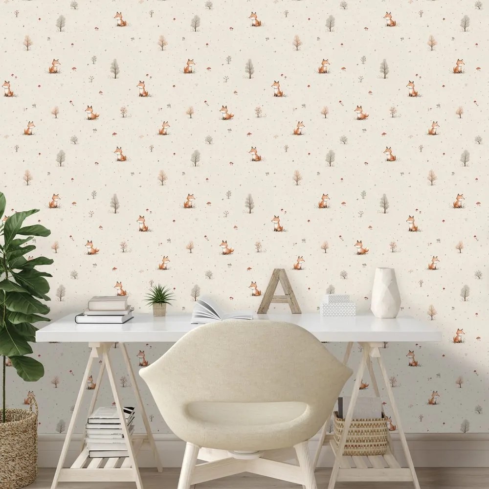 Самозалепващ тапет – Горски лисици и дървета