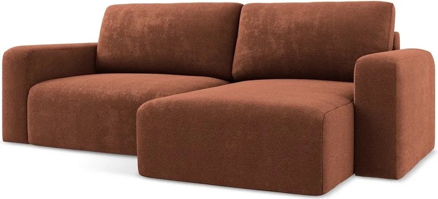 Теракотен шенилов сгъваем/с място за съхранение ъглов диван (десен ъгъл) Kona – Makamii