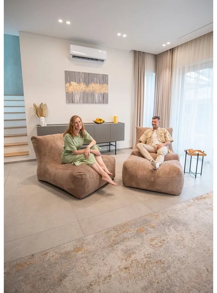 Пуф от рипсено кадифе в цвят горчица Lounge 100 – SLOWDOWN