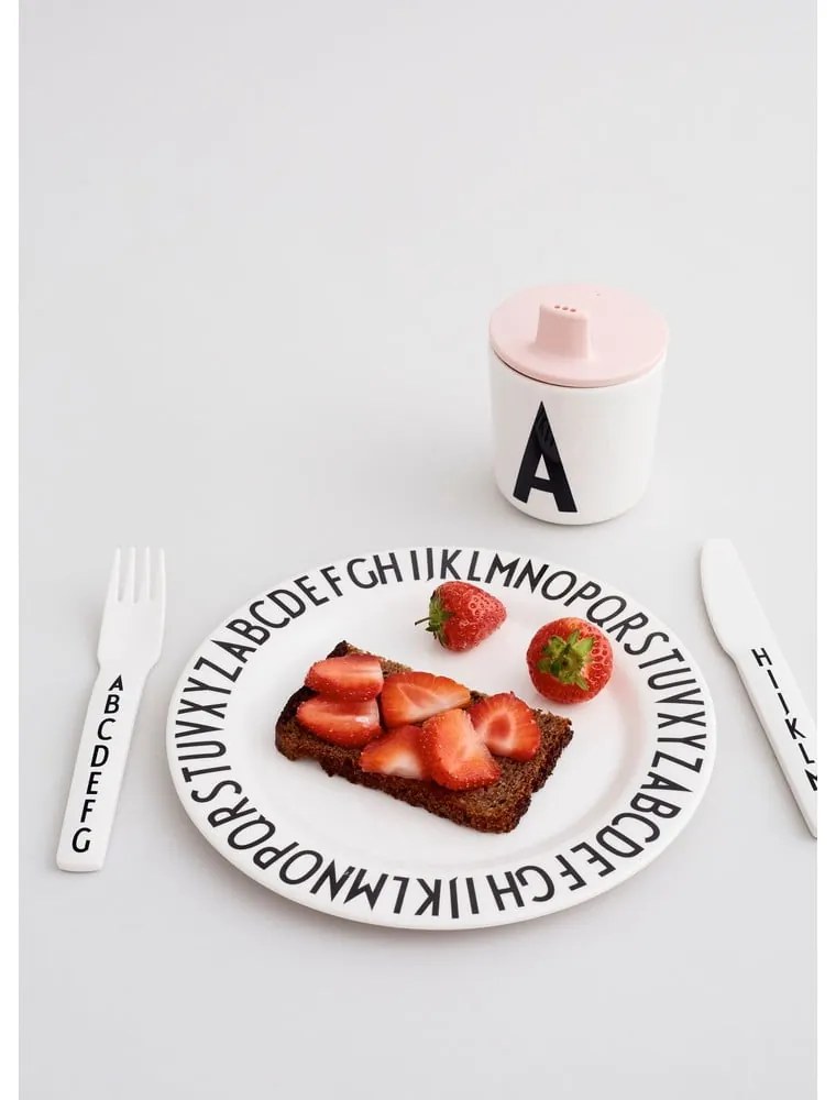 Комплект бели детски прибори от 4 части - Design Letters