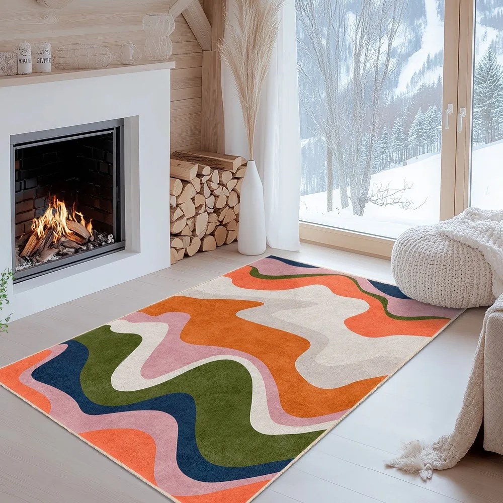 Оранжева пътека подходяща за пране 60x230 cm Squiggly Orange – Mila Home