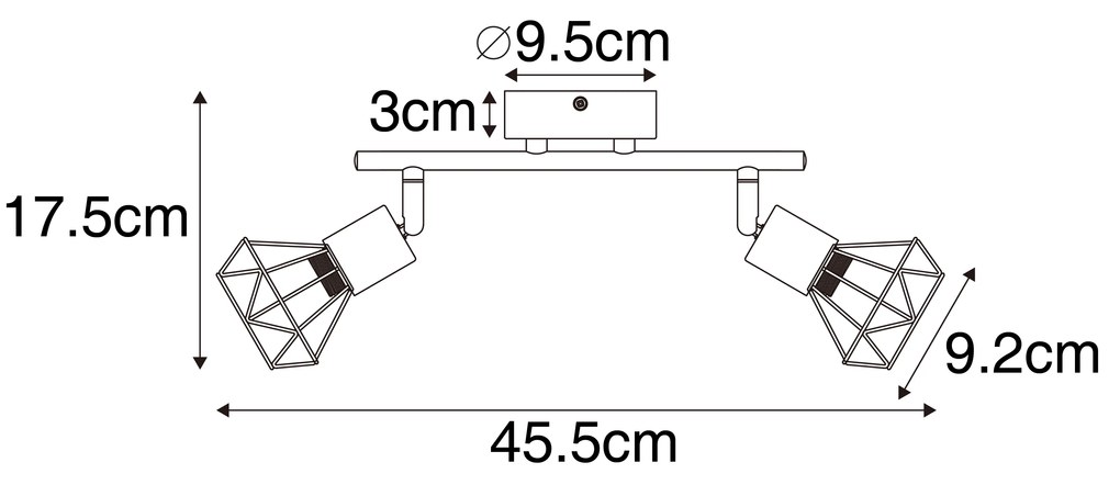 Прожектор черен с дърво въртящ се и наклонен 2-светлина - Mosh