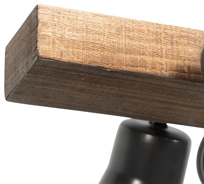 Ръстичен висящ аплик черен с дърво 8-светлина - Jelle