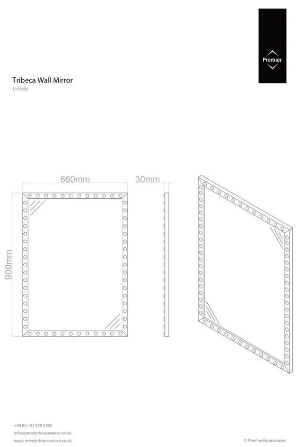 Стенно огледало 66x90 cm Tribeca - Premier Housewares