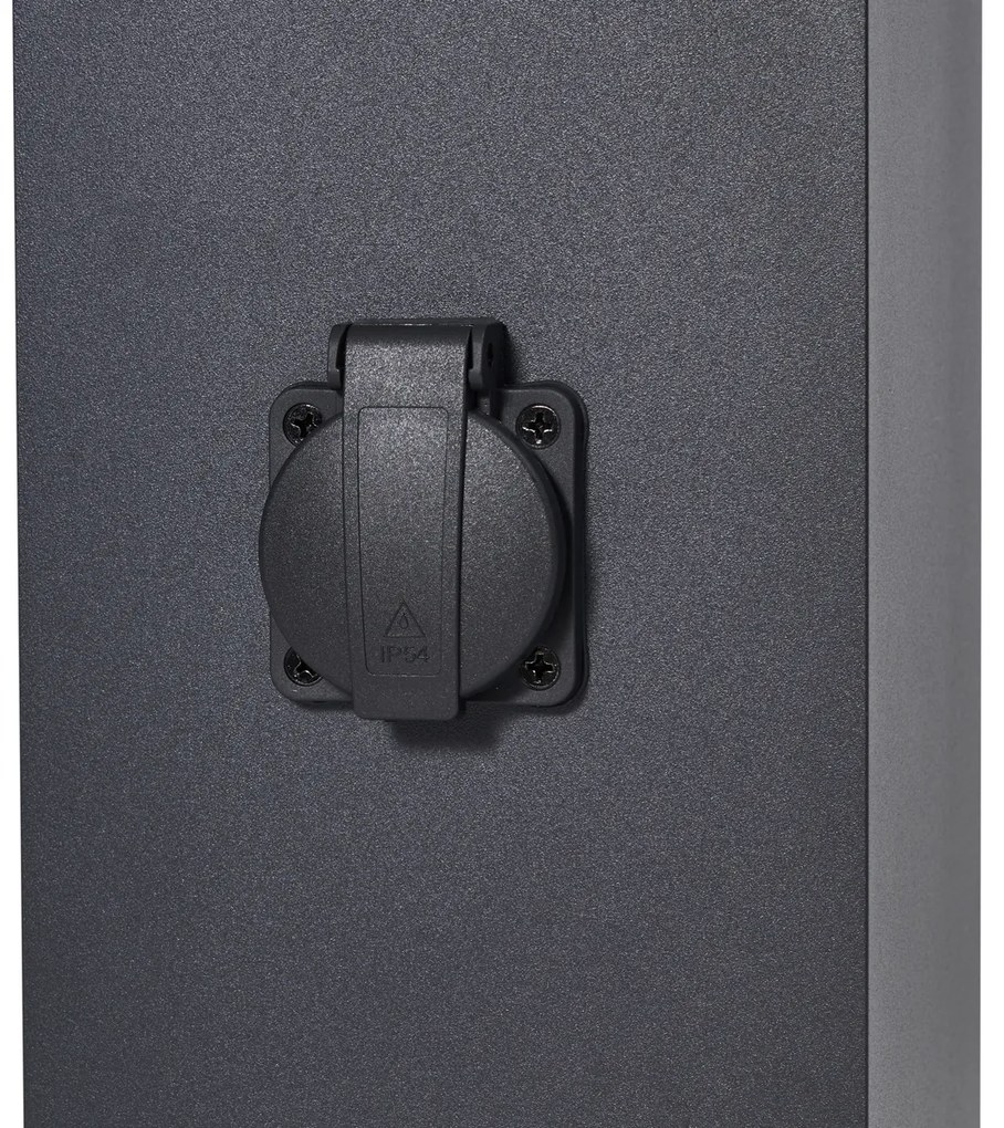 Модерна външна подова лампа черна 80 см с контакт IP44 - Charlois