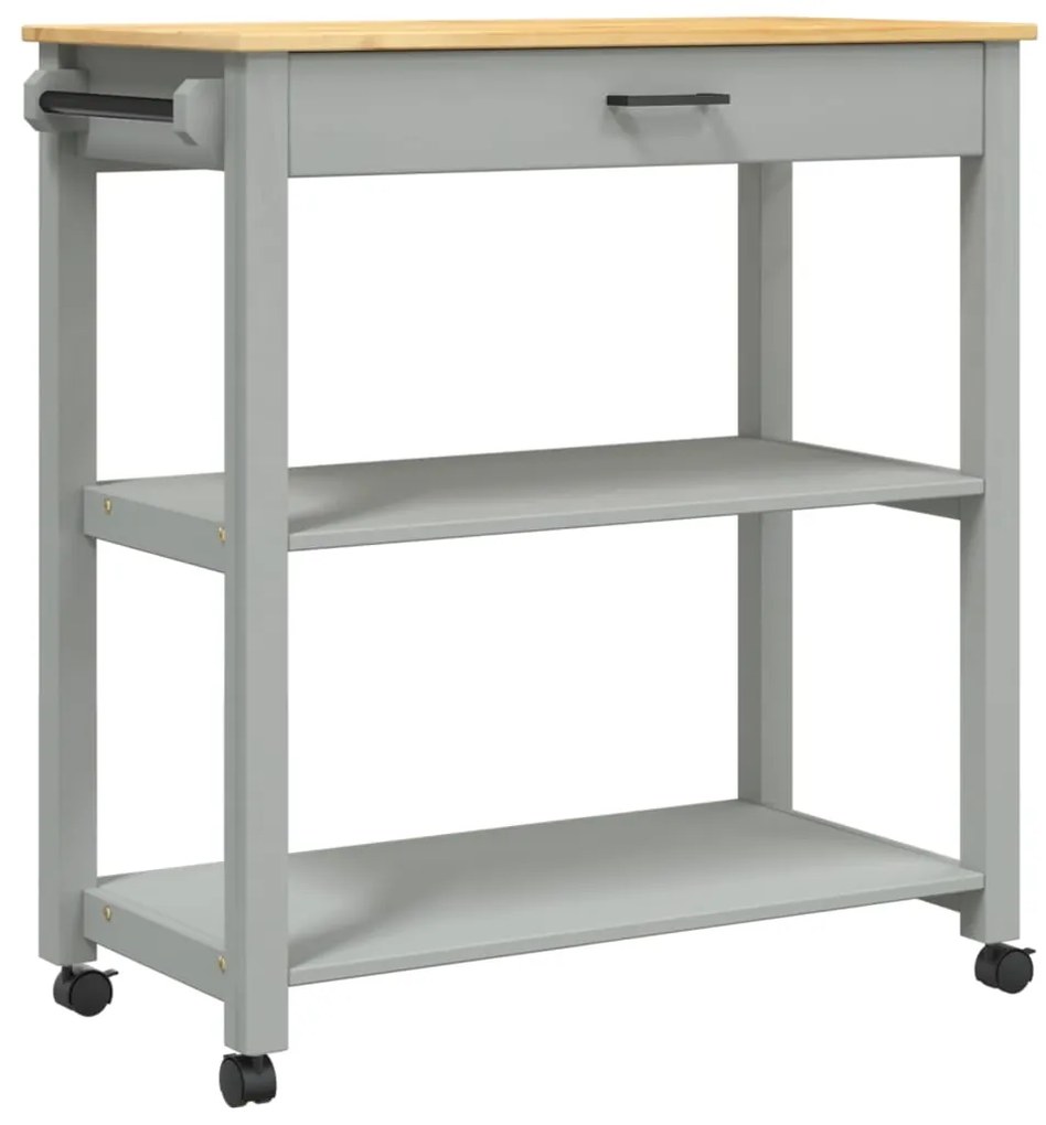 376104 vidaXL Кухненска количка "MONZA" 84x40x88,5 см борово дърво масив