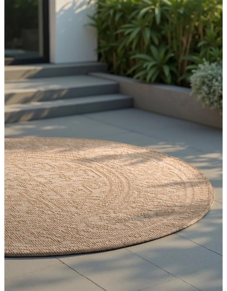 Кръгъл килим за открито и закрито в цвят слонова кост и бежово ø 160 cm Duet Kona – NORTHRUGS