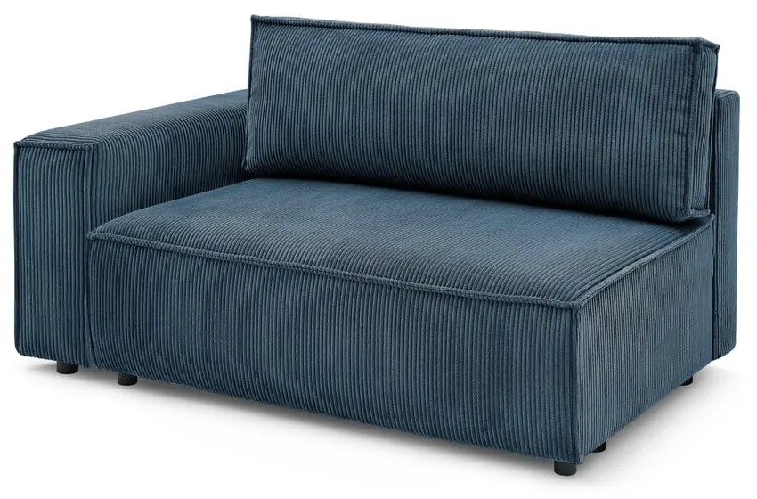 Тъмносин модул за диван от велур, ляв ъгъл Nihad modular – Bobochic Paris