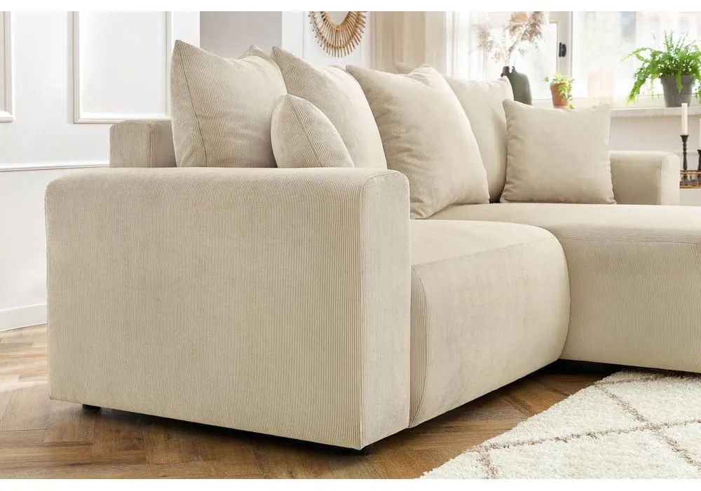 Кремав кадифен ъглов диван Enjoy – Bobochic Paris