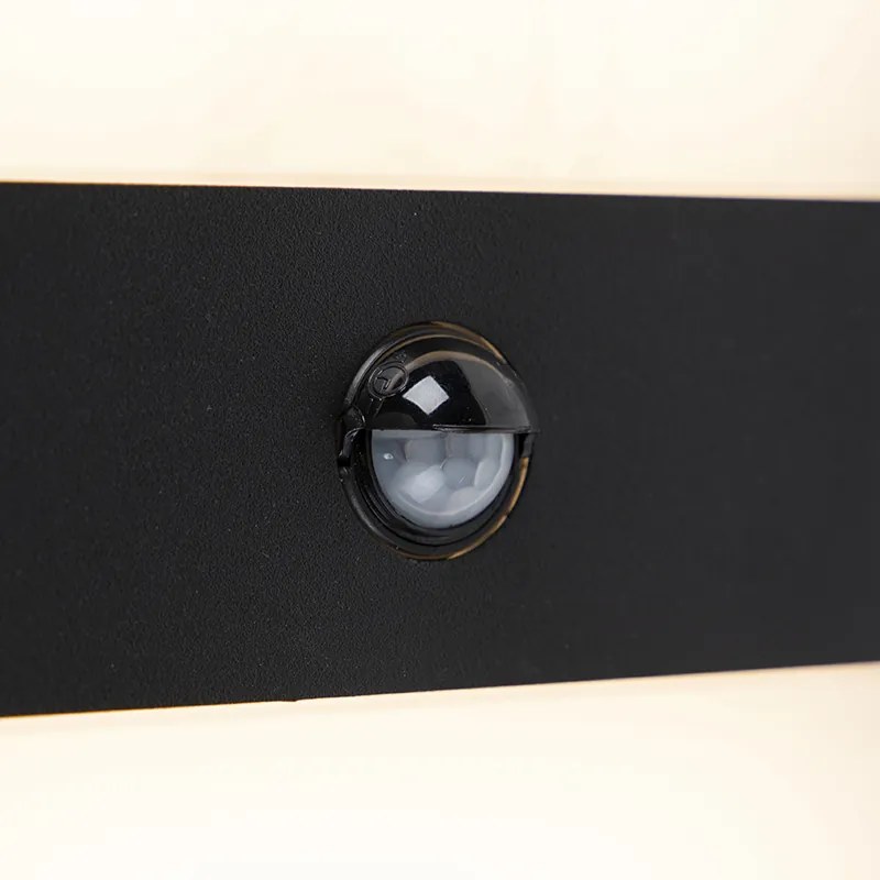 Външна стенна лампа черна IP44 с LED с датчик за движение - Dualy