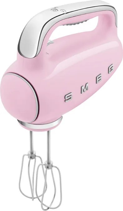 Ръчен миксер SMEG 50's Style HMF01PKEU, 250W, 9 скорости, Турбо, Скрит LED дисплей, Таймер, Аксесоари, Розов