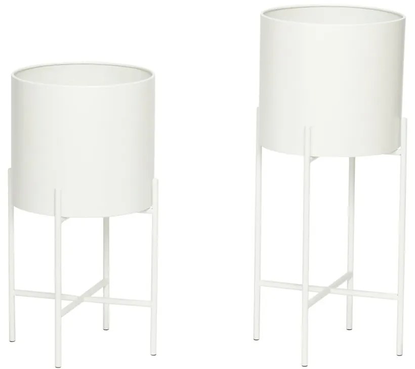 Комплект от 2 бели железни саксии на пиедестали Haggo Airy - Hübsch
