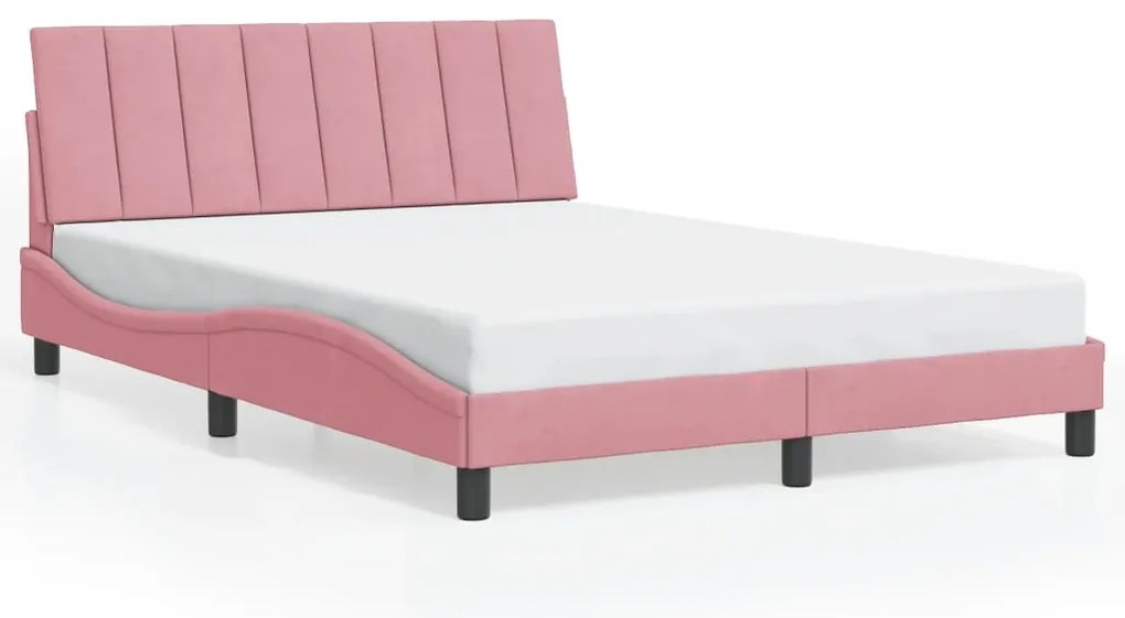 3207848 vidaXL Рамка за легло без матрак Hanko, розова, 140x190 см, кадифе